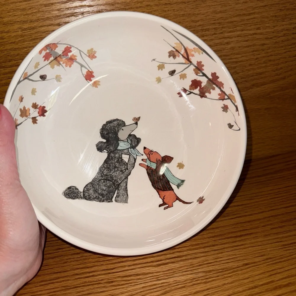 Dogs Dogs Dogs Pier 1 Imports Ironstone Ceramic Bowl Poodle Winer Dog Bull dog